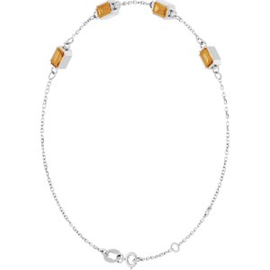 Platinum Natural Citrine Bezel-Set 3-Stone 7 1/2" Bracelet – image 2