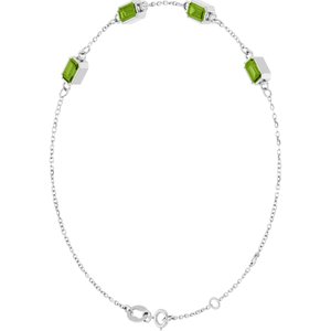 14K White Gold Natural Peridot Bezel-Set 3-Stone 7 1/2" Bracelet – image 2