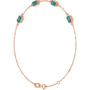 14K Rose Gold Lab-Grown Alexandrite Bezel-Set 4-Stone 7 1/2" Bracelet – image 2