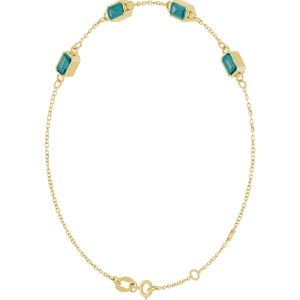 14K Yellow Gold Lab-Grown Alexandrite Bezel-Set 4-Stone 7 1/2" Bracelet – image 2