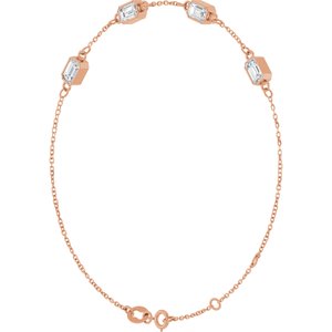14K Rose Gold 1 3/8 CTW Lab-Grown Diamond Bezel-Set 3-Stone 7 1/2" Bracelet – image 2