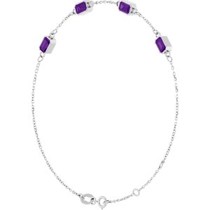 Platinum Natural Amethyst Bezel-Set 4-Stone 7 1/2" Bracelet – image 2