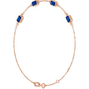 14K Rose Gold Natural Blue Sapphire Bezel-Set 4-Stone 7 1/2" Bracelet – image 2