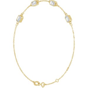 14K Yellow Gold 1 3/8 CTW Natural Diamond Bezel-Set 3-Stone 7 1/2" Bracelet – image 2