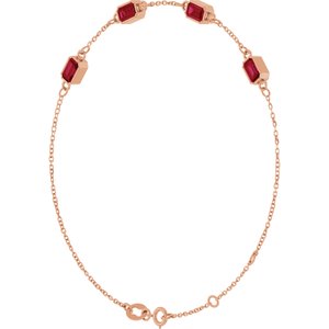 14K Rose Gold Natural Ruby Bezel-Set 4-Stone 7 1/2" Bracelet – image 2