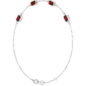 Sterling Silver Natural Mozambique Garnet Bezel-Set 3-Stone 7 1/2" Bracelet – image 2