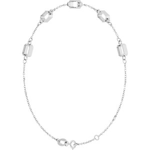 14K White Gold 5x3 mm Emerald 5-Stone Bezel-Set 7 1/2" Bracelet Mounting – image 4