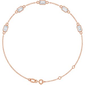 14K Rose Gold 5x3 mm Emerald 5-Stone Bezel-Set 7 1/2" Bracelet Mounting