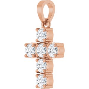 14K Rose Gold 3 mm Round Cross Pendant Mounting – image 3