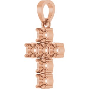 14K Rose Gold 3 mm Round Cross Pendant Mounting – image 4