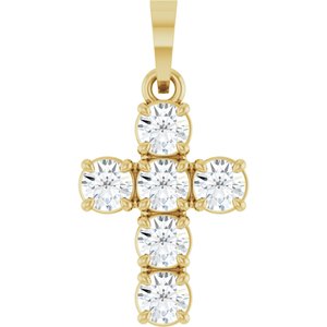 14K Yellow Gold 1/2 CTW Natural Diamond Cross Pendant