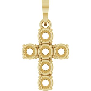 14K Yellow Gold 3 mm Round Cross Pendant Mounting – image 2