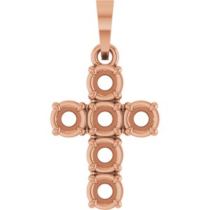 14K Rose Gold 3 mm Round Cross Pendant Mounting – image 2