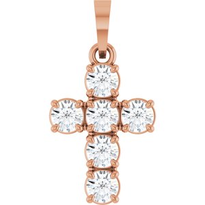 14K Rose Gold 3 mm Round Cross Pendant Mounting