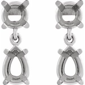 Diamond 6x4 mm Pear Dangle Earring Mounting – image 2