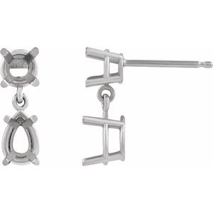 Diamond 6x4 mm Pear Dangle Earring Mounting