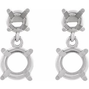 14K White Gold 6 mm Round Dangle Earring Mounting – image 2