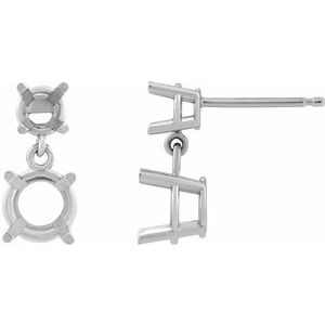 Platinum 6 mm Round Dangle Earring Mounting
