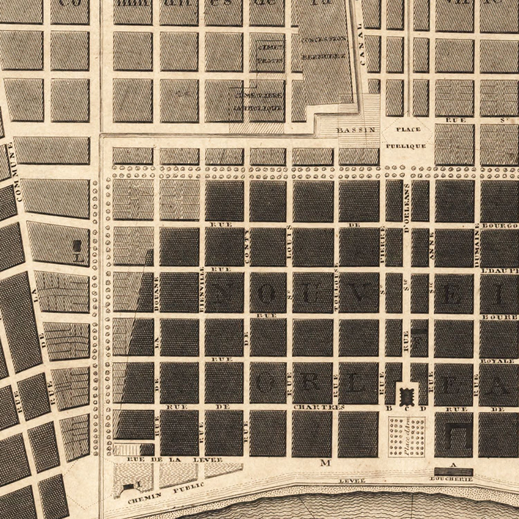 Vintage Map of New Orleans, Louisiana 1817