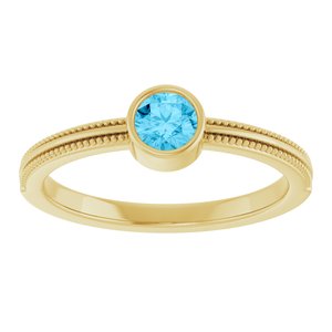 14K Yellow Gold Natural Aquamarine Bezel-Set Solitaire Ring – image 3