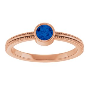 14K Rose Gold Natural Blue Sapphire Bezel-Set Solitaire Ring – image 3