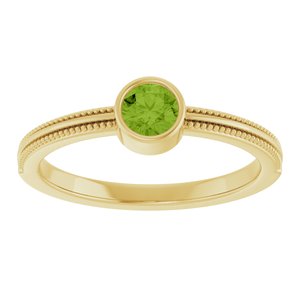 14K Yellow Gold Natural Peridot Bezel-Set Solitaire Ring – image 3