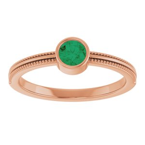 14K Rose Gold Lab-Grown Emerald Bezel-Set Solitaire Ring – image 3