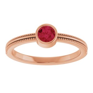 14K Rose Gold Lab-Grown Ruby Bezel-Set Solitaire Ring – image 3