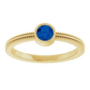 14K Yellow Gold Natural Blue Sapphire Bezel-Set Solitaire Ring – image 3