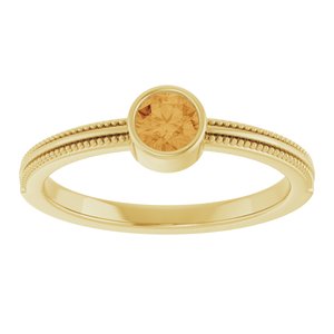 14K Yellow Gold Natural Citrine Bezel-Set Solitaire Ring – image 3