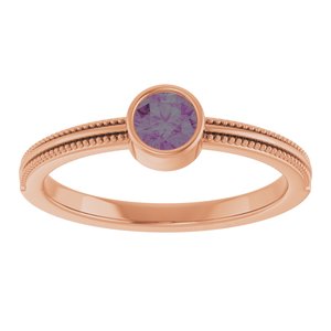 14K Rose Gold Natural Alexandrite Bezel-Set Solitaire Ring – image 3