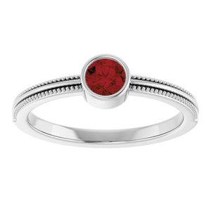 Platinum Natural Mozambique Garnet Bezel-Set Solitaire Ring – image 3