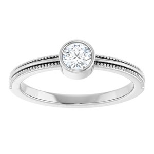 10K White Gold 4 mm Round Bezel-Set Solitaire Ring Mounting – image 5