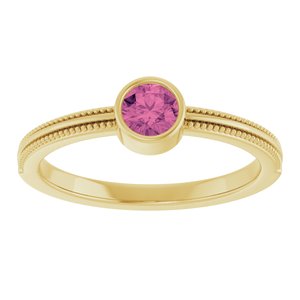 14K Yellow Gold Natural Pink Tourmaline Bezel-Set Solitaire Ring – image 3