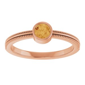 14K Rose Gold Natural Citrine Bezel-Set Solitaire Ring – image 3