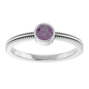 14K White Gold Lab-Grown Alexandrite Bezel-Set Solitaire Ring – image 3
