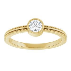 14K Yellow Gold Natural Diamond Bezel-Set Solitaire Ring – image 3