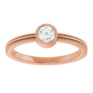 14K Rose Gold 4 mm Round Bezel-Set Solitaire Ring Mounting – image 5