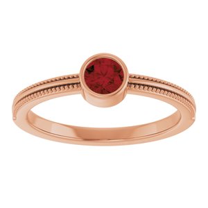14K Rose Gold Natural Mozambique Garnet Bezel-Set Solitaire Ring – image 3