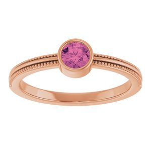 14K Rose Gold Natural Pink Tourmaline Bezel-Set Solitaire Ring – image 3