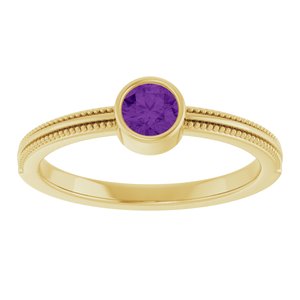 14K Yellow Gold Natural Amethyst Bezel-Set Solitaire Ring – image 3