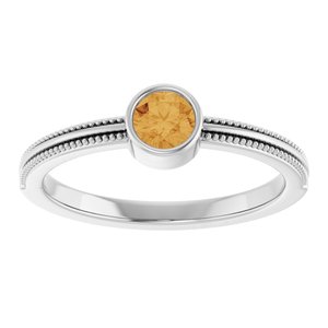 Sterling Silver Natural Citrine Bezel-Set Solitaire Ring – image 3