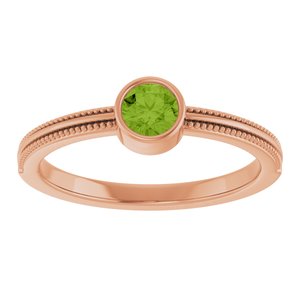 14K Rose Gold Natural Peridot Bezel-Set Solitaire Ring – image 3