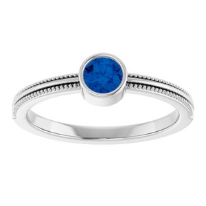 Platinum Lab-Grown Blue Sapphire Bezel-Set Solitaire Ring – image 3