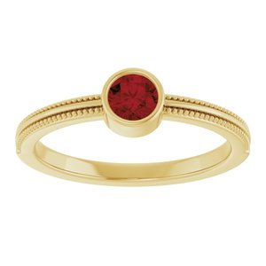 14K Yellow Gold Natural Mozambique Garnet Bezel-Set Solitaire Ring – image 3
