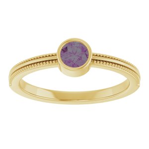14K Yellow Gold Lab-Grown Alexandrite Bezel-Set Solitaire Ring – image 3