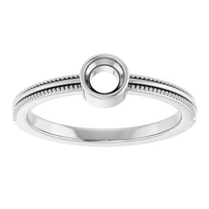 14K White Gold 4 mm Round Bezel-Set Solitaire Ring Mounting – image 6