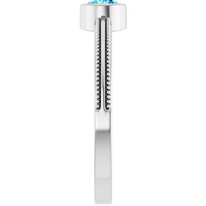 Platinum Natural Blue Zircon Bezel-Set Solitaire Ring – image 4
