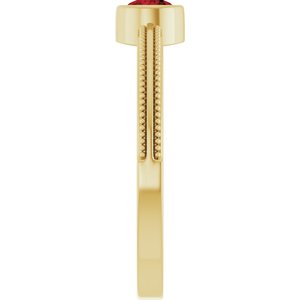 14K Yellow Gold Natural Mozambique Garnet Bezel-Set Solitaire Ring – image 4