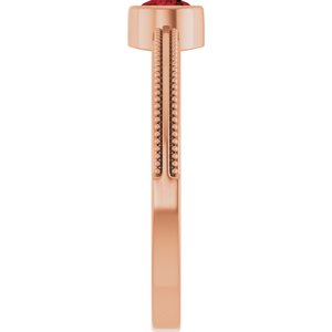 14K Rose Gold Natural Mozambique Garnet Bezel-Set Solitaire Ring – image 4